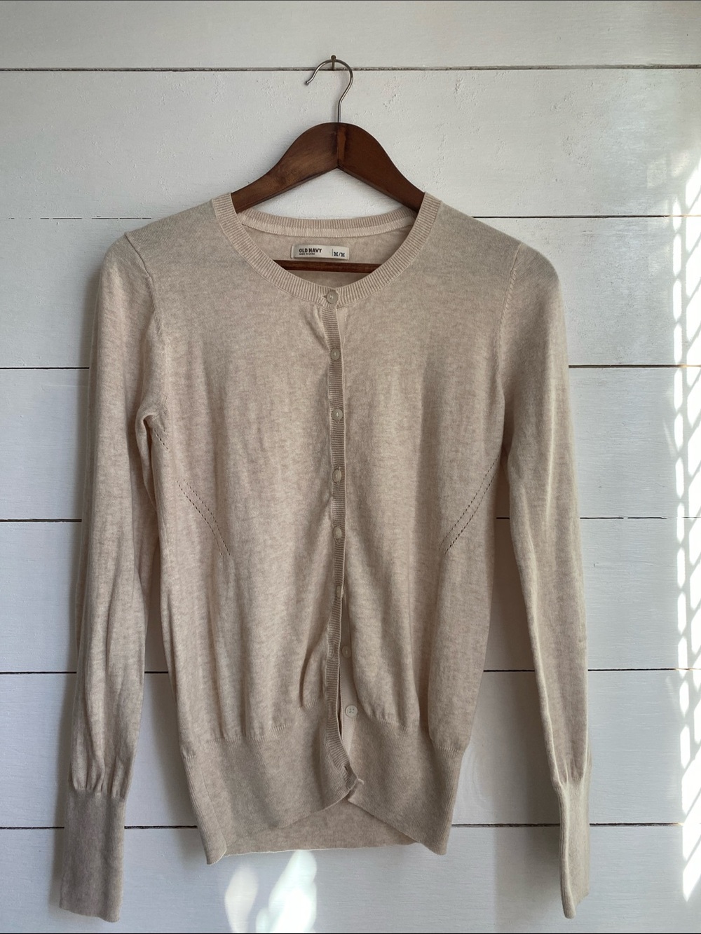 Old Navy Cream Crewneck Button Cardigan